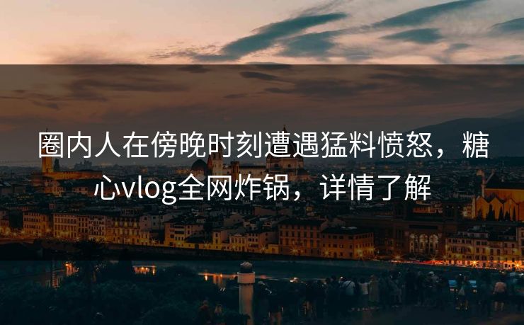 圈内人在傍晚时刻遭遇猛料愤怒，糖心vlog全网炸锅，详情了解